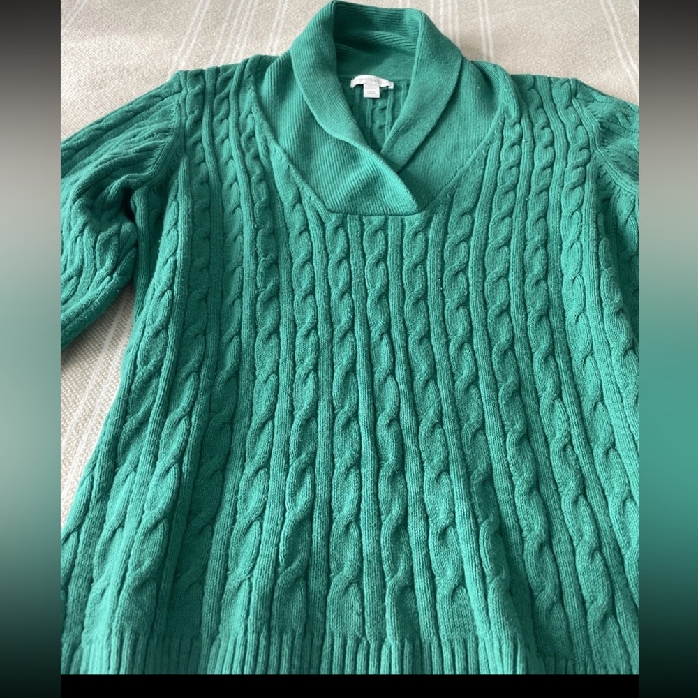 Charter Club Green Cable knit Cotton Sweater Preppy Smart Xl - Picture 2 of 6